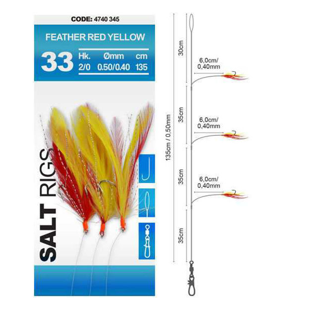 Bild von 33 SALT RIG FEATHER RED YELLOW #4 6H     